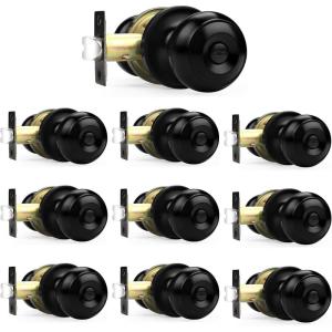 imageProbrico Black Door Knobs Flat Ball Interior BathBed Doorknobs Keyless Door Handles Locks for Bedroom Bathroom Privacy Function 10 PackBlack