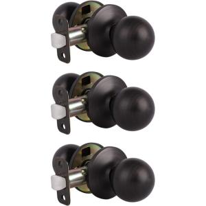 imageProbrico Closet Door Knobs Coastal Oil Rubbed Bronze Door Knobs Passage Interior NonLocking Door Handles Round Ball Shape Door Hardware for Hallway or Closet4 PackOil Rubbed Bronze