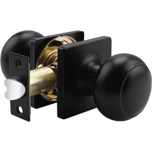 imageProbrico Colonial Passage Door Knobs Black Interior NonLocking Door Handles for HallCloset with Square Rosette 10 PackBlack