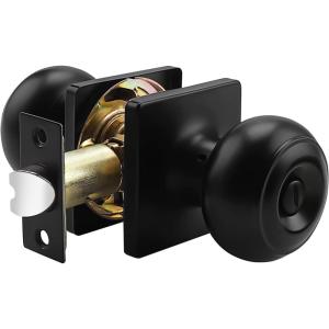 imageProbrico Colonial Privacy Door Knobs with Square Rosette Black Interior BathBed Door Locks 10 PackBlack