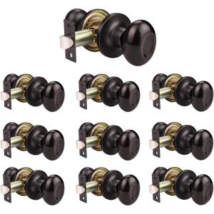 imageProbrico Egg Style Hall and Closet Passage Door Knobs Oil Rubbed Bronze Oval Door Lock10 Pack