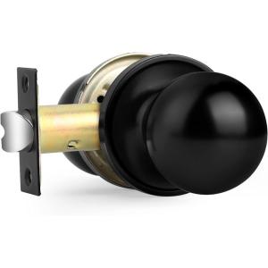 imageProbrico HallCloset Door Knobs Matte Black Passage Door Knobs Round Interior Keyless NonLocking Door Handles4 PackBlack