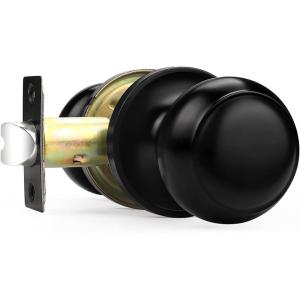imageProbrico HallCloset Door Knobs in Matte Black Finish Interior Round Passage Door Knobs NonLocking Door Handles3 PackBlack