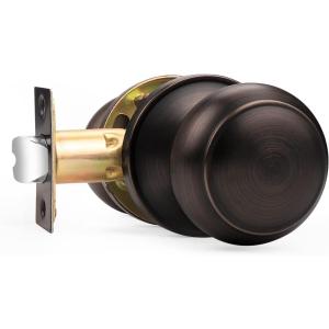imageProbrico HallCloset Door Knobs in Matte Black Finish Interior Round Passage Door Knobs NonLocking Door Handles3 PackOil Rubbed Bronze