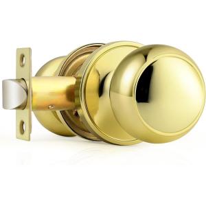 imageProbrico HallCloset Door Knobs in Matte Black Finish Interior Round Passage Door Knobs NonLocking Door Handles3 PackPolished Brass
