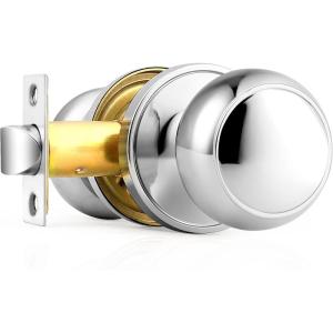 imageProbrico HallCloset Door Knobs in Matte Black Finish Interior Round Passage Door Knobs NonLocking Door Handles3 PackPolished Chrome