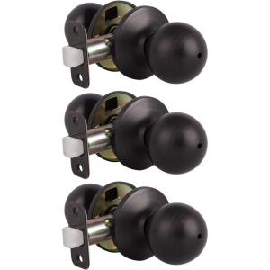 imageProbrico Keyless Door Knobs and Handles Bedroom or Bathroom Privacy Leversets Oil Rubbed Bronze 6 Pack Door KnobStyle 5763Oil Rubbed Bronze