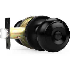 imageProbrico Matte Black Door Knobs Privacy Interior Door Knob with Lock Black Bathroom Bedroom Door Knob with Thumb Turning Locking Button 10 PackBlack