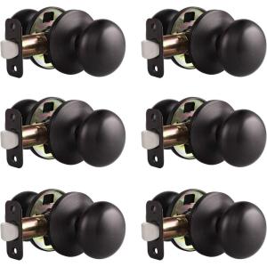 imageProbrico NonLocking Passage Door KnobsInterior Door Locks in Oil Rubbed Bronze FinishBall Shape Door Hardware for Hallway or Closet6 PackOil Rubbed Bronze