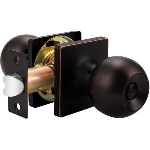 imageProbrico Oil Rubbed Bronze Ball Privacy Knob Interior Keyless Door Lockset for Bed and Bath with Square Rosette 1 Pack