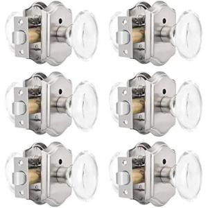 imageProbrico Privacy Door Knob for BedroomBathroom with Lock 6 Pack Clear Crystal Door Knobs for Bedroom and Bathroom Brushed Nickel Door Knobs Interior