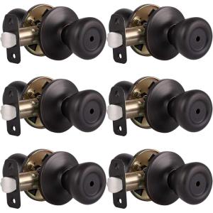 imageProbrico Privacy Door Knobs for Bedroom BathroomInterior Door Locks in Oil Rubbed Bronze FinishTulip Shape Keyless Door Lockset6 Pack