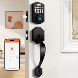 imageProbrico Smart Keyless Entry Door Lock Smart Locks for Front Door Keypad Door Lock with Handle Fingerprint Deadbolt with Handle