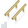 imageProbrico 20 Pack 3quot Hole Centers Euro Cabinet Pulls Modern Round Bar Pulls Gold Stainless Steel Kitchen Bathroom Drawer Dresser Pulls Golden Furniture Cabinet HardwareGold