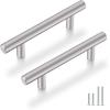 imageProbrico 10 Pack Solid Stainless Steel T Knobs Cabinet Knobs Satin Nickel Kitchen Drawer Pulls Dresser Knobs Brushed Nickel Cupboard HandlesBrushed Nickel