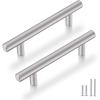 imageProbrico 10 Pack Solid Stainless Steel T Knobs Cabinet Knobs Satin Nickel Kitchen Drawer Pulls Dresser Knobs Brushed Nickel Cupboard HandlesBrushed Nickel