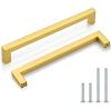 imageProbrico 10 Pack Square Kitchen Cabinet Handles Matte Black 334 Inch96mm Hole Center Drawer Pulls Stainless Steel Modern Cabinet HardwareGold