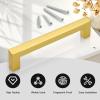 imageProbrico 10 Pack Square Kitchen Cabinet Handles Matte Black 334 Inch96mm Hole Center Drawer Pulls Stainless Steel Modern Cabinet HardwareGold