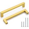 imageProbrico 10 Pack Square Kitchen Cabinet Handles Matte Black 334 Inch96mm Hole Center Drawer Pulls Stainless Steel Modern Cabinet HardwareGold