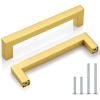 imageProbrico 10 Pack Square Kitchen Cabinet Handles Matte Black 334 Inch96mm Hole Center Drawer Pulls Stainless Steel Modern Cabinet HardwareGold