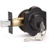 imageProbrico 1 Pack Single Cylinder Deadbolts BlackKeyed Different Exterior Lockset Handleset for Entrance Door and Front Gate AntiTheft Keyway Key Hardware 3 KeysOil Rubbed Bronze
