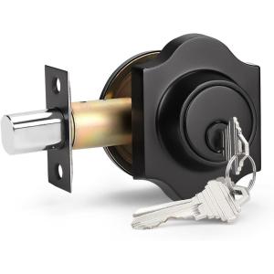 imageProbrico 1 Pack Single Cylinder Deadbolts BlackKeyed Different Exterior Lockset Handleset for Entrance Door and Front Gate AntiTheft Keyway Key Hardware 3 KeysBlack