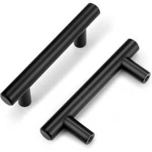 imageProbrico 30 Pack Cabinet Knobs 2quot Overall Length Solid Stainless Steel Brushed Nickel Kitchen Cabinet Pulls Hardware Bedroom Drawer Dresser Handles Cupboard PullsBlack