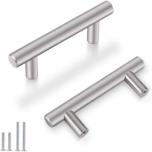 imageProbrico 30 Pack Cabinet Knobs 2quot Overall Length Solid Stainless Steel Brushed Nickel Kitchen Cabinet Pulls Hardware Bedroom Drawer Dresser Handles Cupboard PullsBrushed Nickel