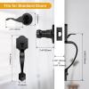 imageProbrico Black Heavy Duty Front Entry Handleset Passage Lock Grip Handle with Wave Lever Keyless Door Locks Interior and Exterior Entrance Door Handle with Reversible Handed Lever1PackBlack