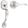imageProbrico Black Heavy Duty Front Entry Handleset Passage Lock Grip Handle with Wave Lever Keyless Door Locks Interior and Exterior Entrance Door Handle with Reversible Handed Lever1PackSatin Nickel
