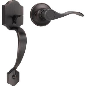 imageProbrico Black Heavy Duty Front Entry Handleset Passage Lock Grip Handle with Wave Lever Keyless Door Locks Interior and Exterior Entrance Door Handle with Reversible Handed Lever1PackOil Rubbed Bronze