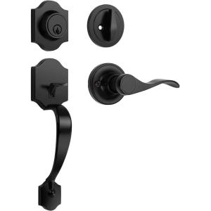 imageProbrico Oil Rubbed Bronze Front Entry HandlesetHeavy Duty Passage Lock Grip Handle with Wave LeverEntry Door Locksets with Deadbolt Single Cylinder Set1 SetBlack