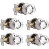 imageProbrico Diamond Crystal Glass Door Knobs Brushed Nickel Finish Round Privacy Door Knobs for Bed and Bath Heavy Duty Glass Interior Door Knobs with Round Rosette 3 PackBrushed Nickel