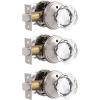 imageProbrico Diamond Crystal Glass Door Knobs Brushed Nickel Finish Round Privacy Door Knobs for Bed and Bath Heavy Duty Glass Interior Door Knobs with Round Rosette 3 PackBrushed Nickel