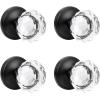 imageProbrico Diamond Crystal Style Half Dummy Door Knobs Faceted Glass Konb with Matte Black Round Rosette Individual Inactive French Door Knobs 5 PackBlack