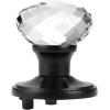 imageProbrico Diamond Crystal Style Half Dummy Door Knobs Faceted Glass Konb with Matte Black Round Rosette Individual Inactive French Door Knobs 5 PackBlack
