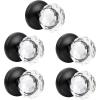 imageProbrico Diamond Crystal Style Half Dummy Door Knobs Faceted Glass Konb with Matte Black Round Rosette Individual Inactive French Door Knobs 5 PackBlack