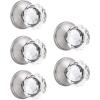 imageProbrico Diamond Crystal Style Half Dummy Door Knobs Faceted Glass Konb with Matte Black Round Rosette Individual Inactive French Door Knobs 5 PackBrushed Nickel