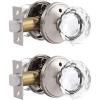 imageProbrico Diamond Crystal Glass Door Knobs Brushed Nickel Finish Round Privacy Door Knobs for Bed and Bath Heavy Duty Glass Interior Door Knobs with Round Rosette 3 PackBrushed Nickel