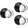 imageProbrico Diamond Crystal Style Half Dummy Door Knobs Faceted Glass Konb with Matte Black Round Rosette Individual Inactive French Door Knobs 5 PackBlack