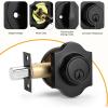 imageProbrico Satin Nickel Heavy Duty Front Entry HandlesetEntry Door Lockset with Deadbolt Single CylinderInterior and Exterior Entrance Passage LockGrip Handle with Wave Lever1SetBlack