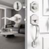 imageProbrico Satin Nickel Heavy Duty Front Entry HandlesetEntry Door Lockset with Deadbolt Single CylinderInterior and Exterior Entrance Passage LockGrip Handle with Wave Lever1SetSatin Nickel