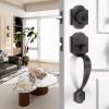 imageProbrico Satin Nickel Heavy Duty Front Entry HandlesetEntry Door Lockset with Deadbolt Single CylinderInterior and Exterior Entrance Passage LockGrip Handle with Wave Lever1SetOil Rubbed Bronze