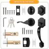 imageProbrico Satin Nickel Heavy Duty Front Entry HandlesetEntry Door Lockset with Deadbolt Single CylinderInterior and Exterior Entrance Passage LockGrip Handle with Wave Lever1SetBlack