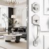 imageProbrico Satin Nickel Heavy Duty Front Entry HandlesetEntry Door Lockset with Deadbolt Single CylinderInterior and Exterior Entrance Passage LockGrip Handle with Wave Lever1SetSatin Nickel