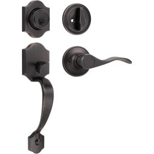 imageProbrico Satin Nickel Heavy Duty Front Entry HandlesetEntry Door Lockset with Deadbolt Single CylinderInterior and Exterior Entrance Passage LockGrip Handle with Wave Lever1SetOil Rubbed Bronze