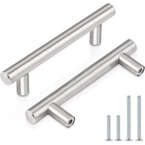 imageProbrico 100 Pack 3quot Hole Centers Euro T Bar Cabinet Pulls Satin Nickel Kitchen Cabinet Hardware Stainless Steel Bathroom Bedroom Dresser Drawer Handles 5 Inch Total Lengthhole center 3