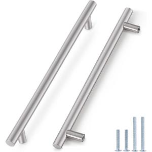 imageProbrico 100 Pack 3quot Hole Centers Euro T Bar Cabinet Pulls Satin Nickel Kitchen Cabinet Hardware Stainless Steel Bathroom Bedroom Dresser Drawer Handles 5 Inch Total Lengthhole center 1235
