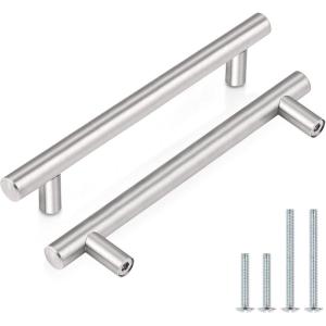 imageProbrico 100 Pack 3quot Hole Centers Euro T Bar Cabinet Pulls Satin Nickel Kitchen Cabinet Hardware Stainless Steel Bathroom Bedroom Dresser Drawer Handles 5 Inch Total Lengthhole center 5