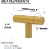 image:imageProbrico 5 Pack Single Hole Gold Cabinet Knobs Euro T Bar Cupboards Drawers Handles Brass Dresser Pulls 50mm2in Overall Length